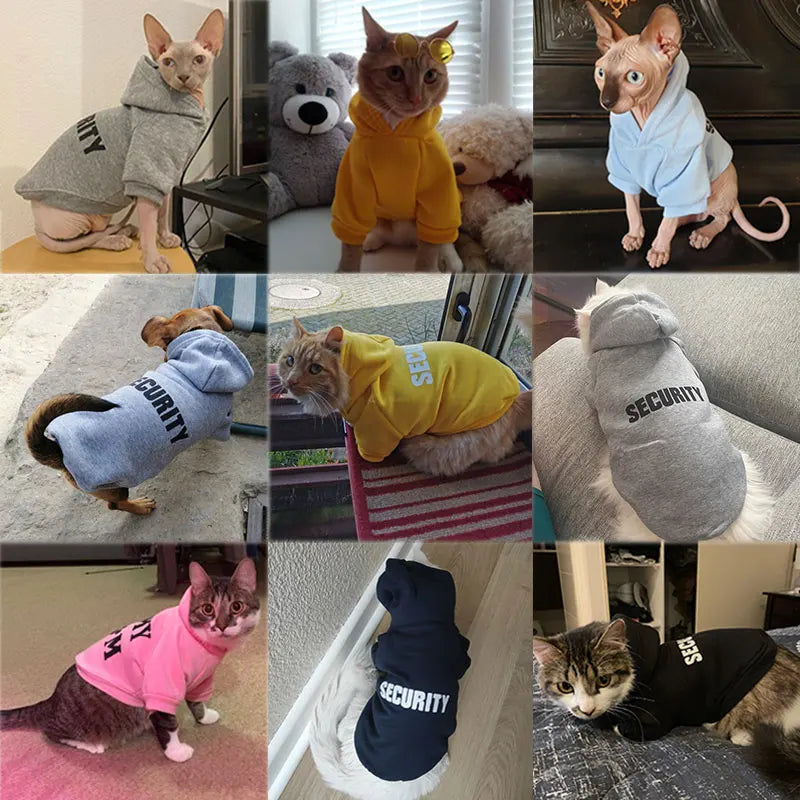 Security Cat Clothes Pet Cat Coats Jacket Hoodies For Cats