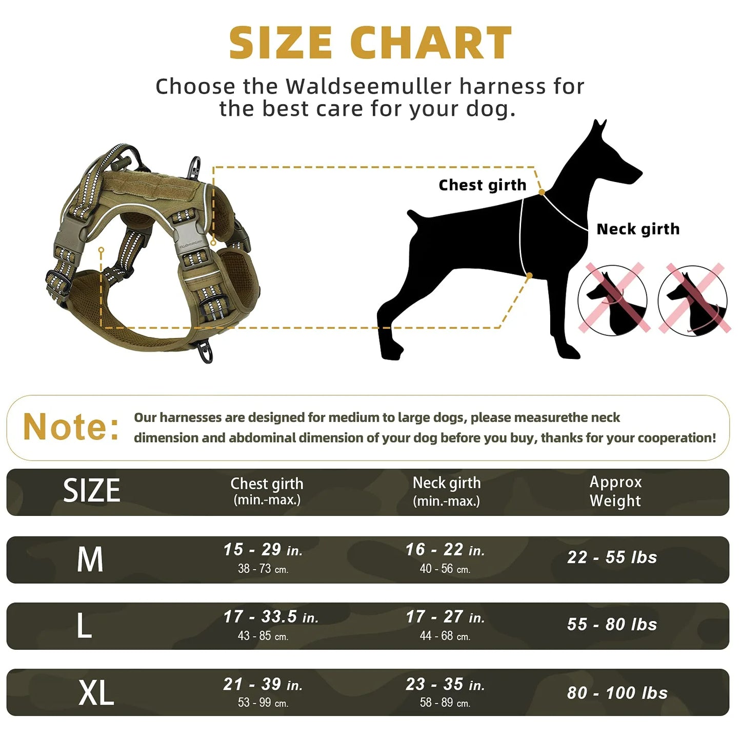 Tactical Dog Harness, No Pull Dog Harness, Adjustable Breathable MOLLE Dog Vest Harness for Medium Large Dog Reflective Military