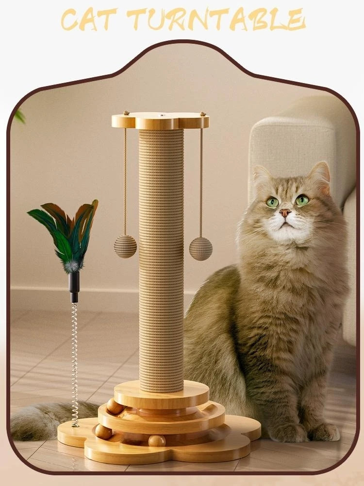 Pet Cat Toy Solid Wood Cat Turntable Funny