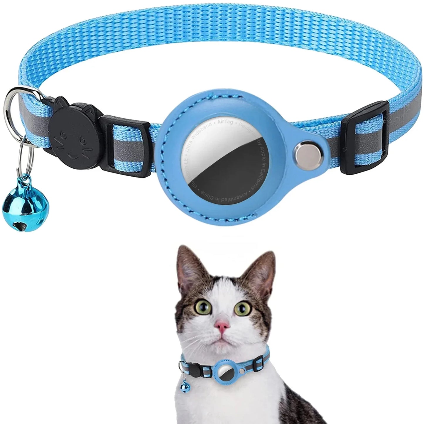 Cat AirTag Holder Collar Breakaway Reflective Strips