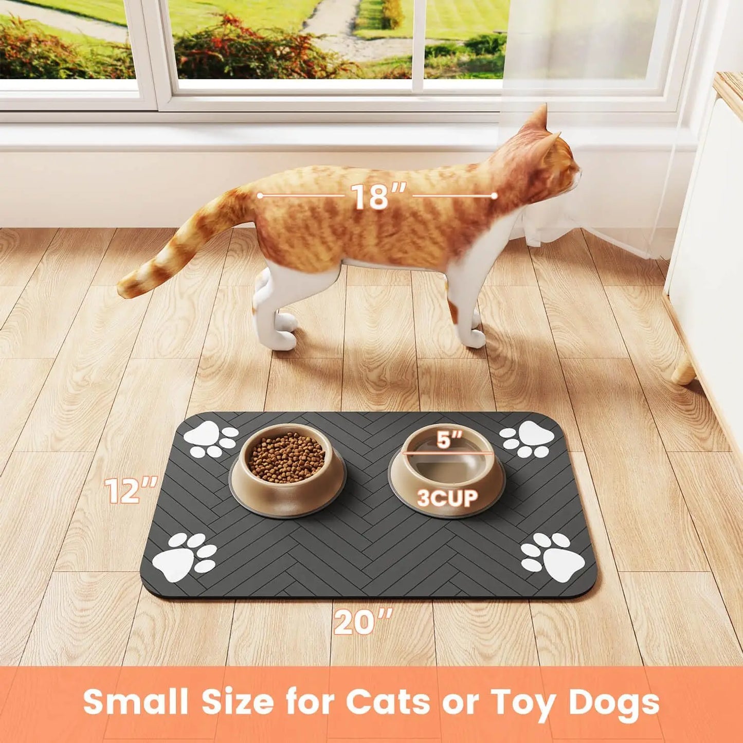 Pet Feeding Mat-Absorbent Pet Placemat for Food and Water Bowl