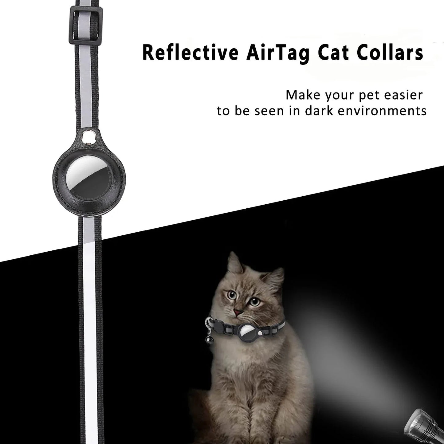 Cat AirTag Holder Collar Breakaway Reflective Strips