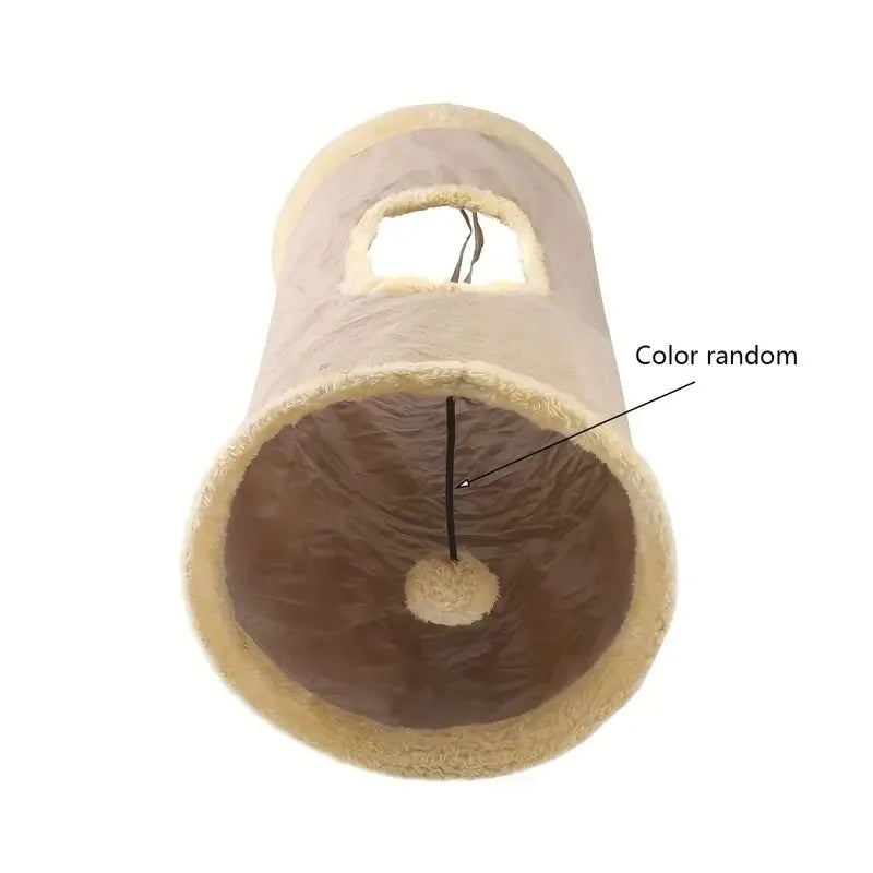 Pet Cat Tunnel Collapsible Plush Channel Foldable Suede Educational