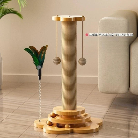 Pet Cat Toy Solid Wood Cat Turntable Funny