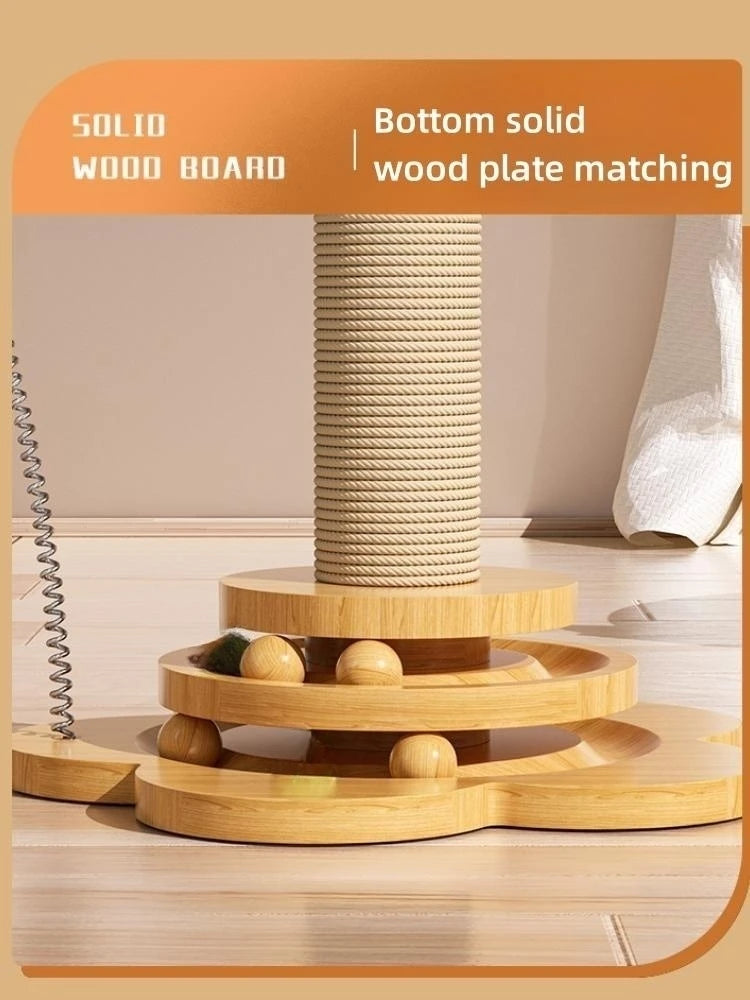 Pet Cat Toy Solid Wood Cat Turntable Funny