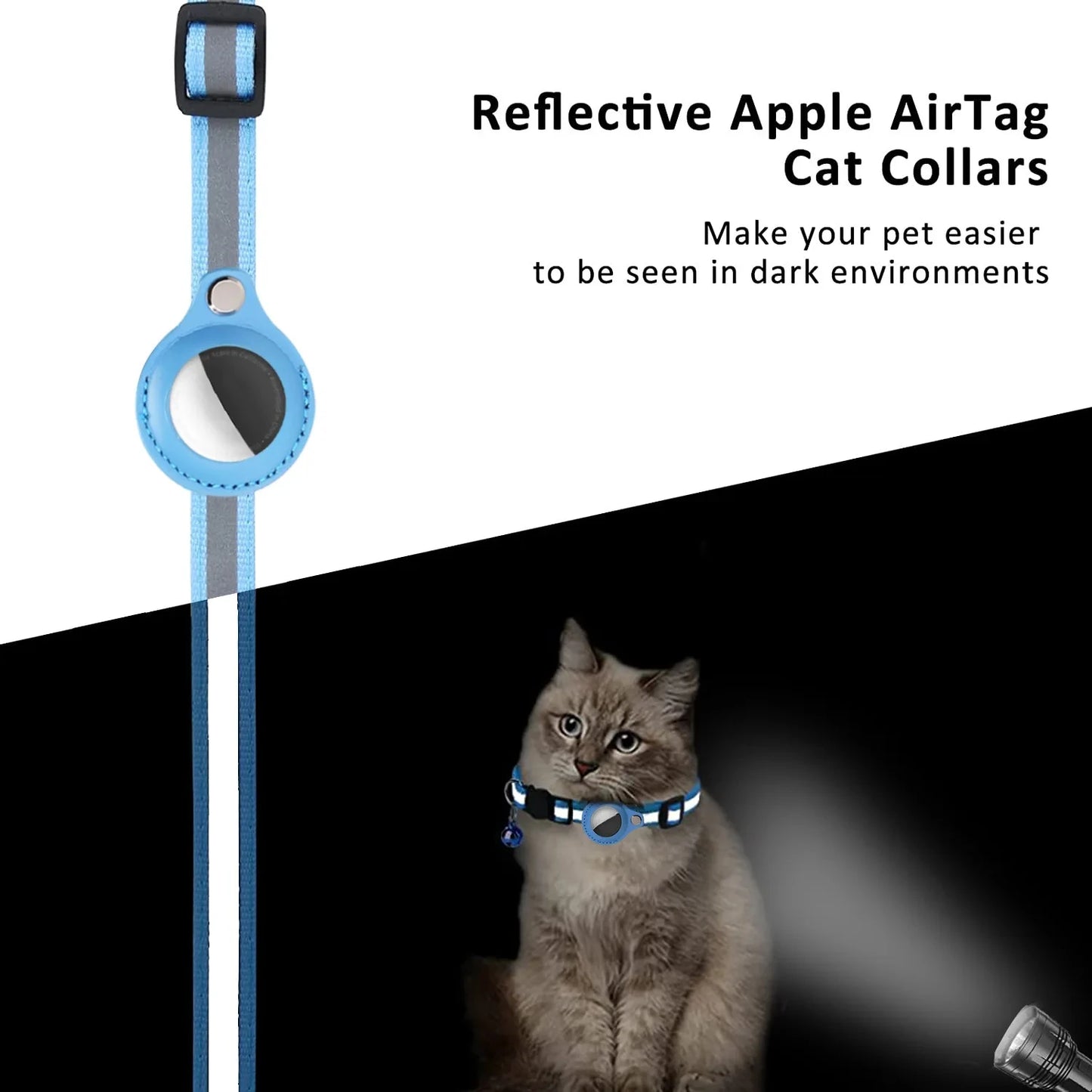 Cat AirTag Holder Collar Breakaway Reflective Strips