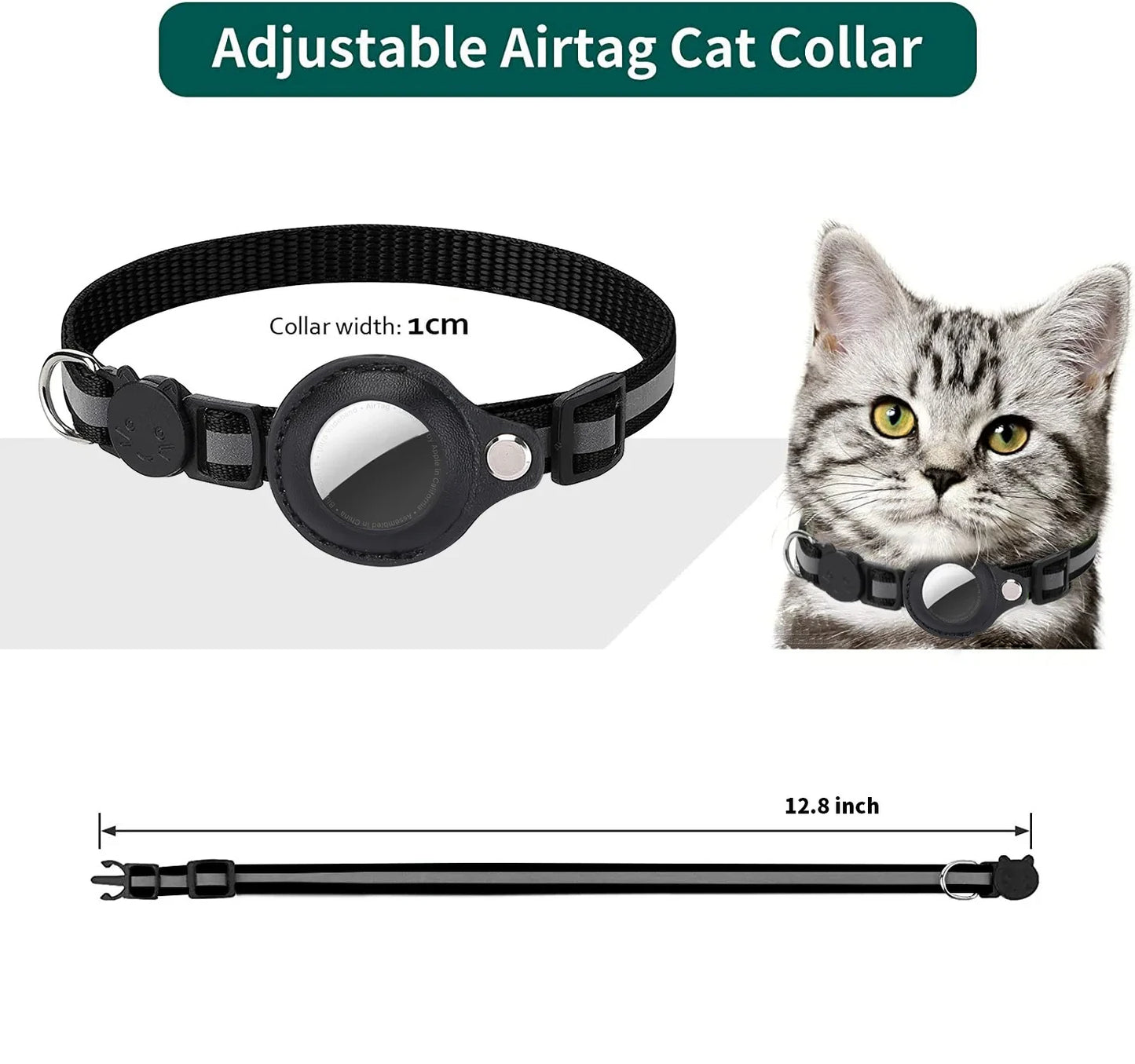 Cat AirTag Holder Collar Breakaway Reflective Strips